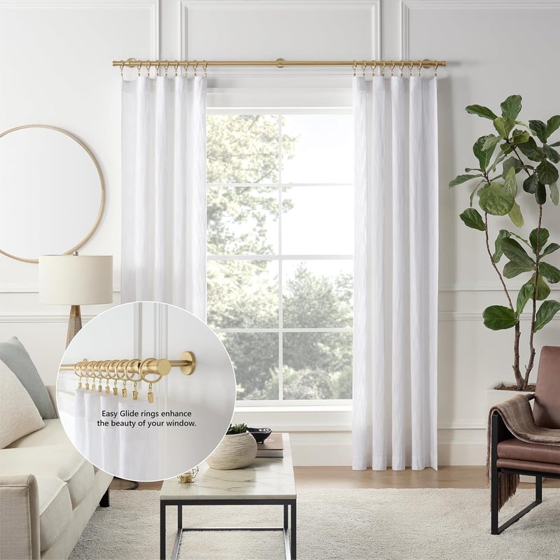 MODE Cambria Designer Series - Premium Easy Glide 18 Count Small Curtain Rings - Metal with Nylon Inserts and Clips - 1 inch Inner Diameter - use for rods 5/8" or Smaller - Brushed Gold - Image 4